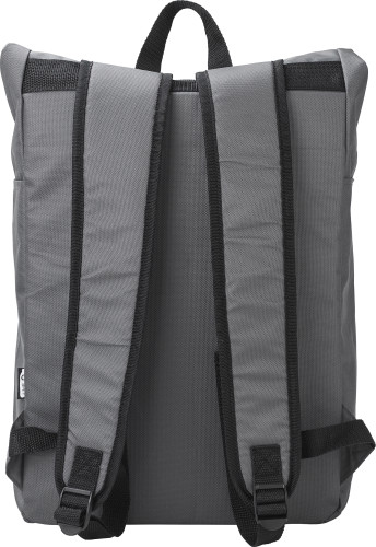 Rolltop-Rucksack | 600D rPET | 31 x 15 x 45 cm | Reißverschlusstaschen an den Seiten | Schwarz Rolltop-Rucksack | 600D rPET | 31 x 15 x 45 cm | Reißverschlusstaschen an den Seiten | Schwarz