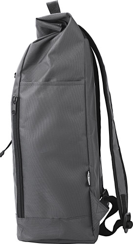 Rolltop-Rucksack | 600D rPET | 31 x 15 x 45 cm | Reißverschlusstaschen an den Seiten | Schwarz Rolltop-Rucksack | 600D rPET | 31 x 15 x 45 cm | Reißverschlusstaschen an den Seiten | Schwarz