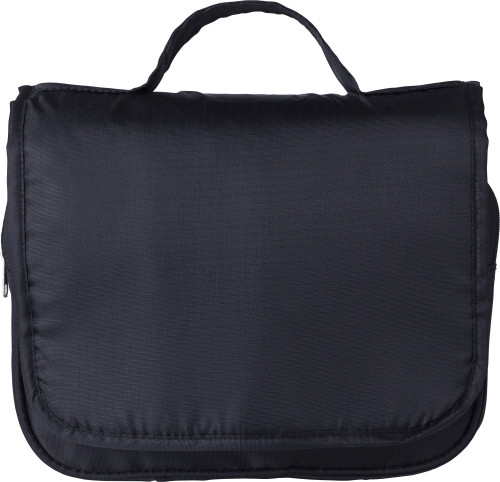 Kulturtasche für unterwegs | 210D Polyester | 23,0x8,0x21,0 cm | Mit Reißverschluss | Schwarz