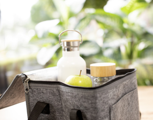 Koeltas | Vilt & RPET | 29,0 x 22,0 x 22,0 cm | Met voorvak | grijs Koeltas | Vilt & RPET | 29,0 x 22,0 x 22,0 cm | Met voorvak | grijs