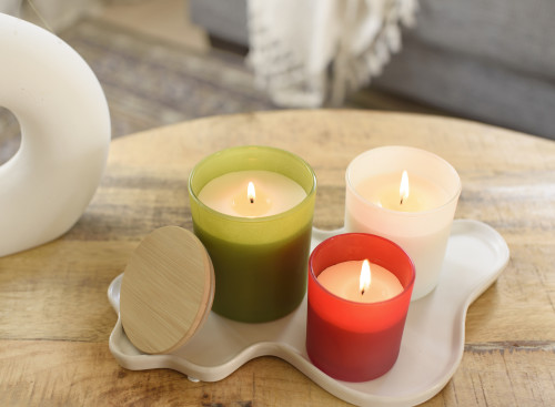 Bougie en verre | Couvercle en bambou & cire végétale | Durée de combustion 20h | 4 senteurs différentes | vert Bougie en verre | Couvercle en bambou & cire végétale | Durée de combustion 20h | 4 senteurs différentes | vert