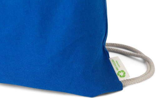 Trekkoordtas | Gerecycled katoen 120g/m² | 42x38x42cm | Eco-proof | blauw Trekkoordtas | Gerecycled katoen 120g/m² | 42x38x42cm | Eco-proof | blauw