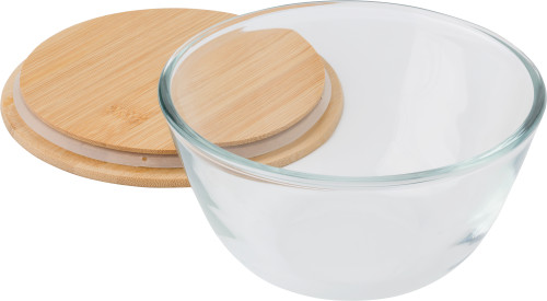 Bol | Verre borosilicate | ø16.8 cm | Couvercle en bambou | Écologique | brun Bol | Verre borosilicate | ø16.8 cm | Couvercle en bambou | Écologique | brun