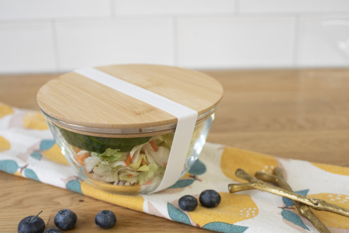 Bol | Verre borosilicate | ø16.8 cm | Couvercle en bambou | Écologique | brun Bol | Verre borosilicate | ø16.8 cm | Couvercle en bambou | Écologique | brun