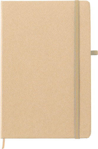 A5-notitieboek | Steenpapier | 80 gelinieerde pagina's | Met elastiek en penlus | khaki (écru)