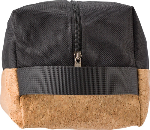 Kosmetiktasche| Polyester und Kork | 24.5x1 x11cm | Reißverschluss | Schwarz Kosmetiktasche| Polyester und Kork | 24.5x1 x11cm | Reißverschluss | Schwarz