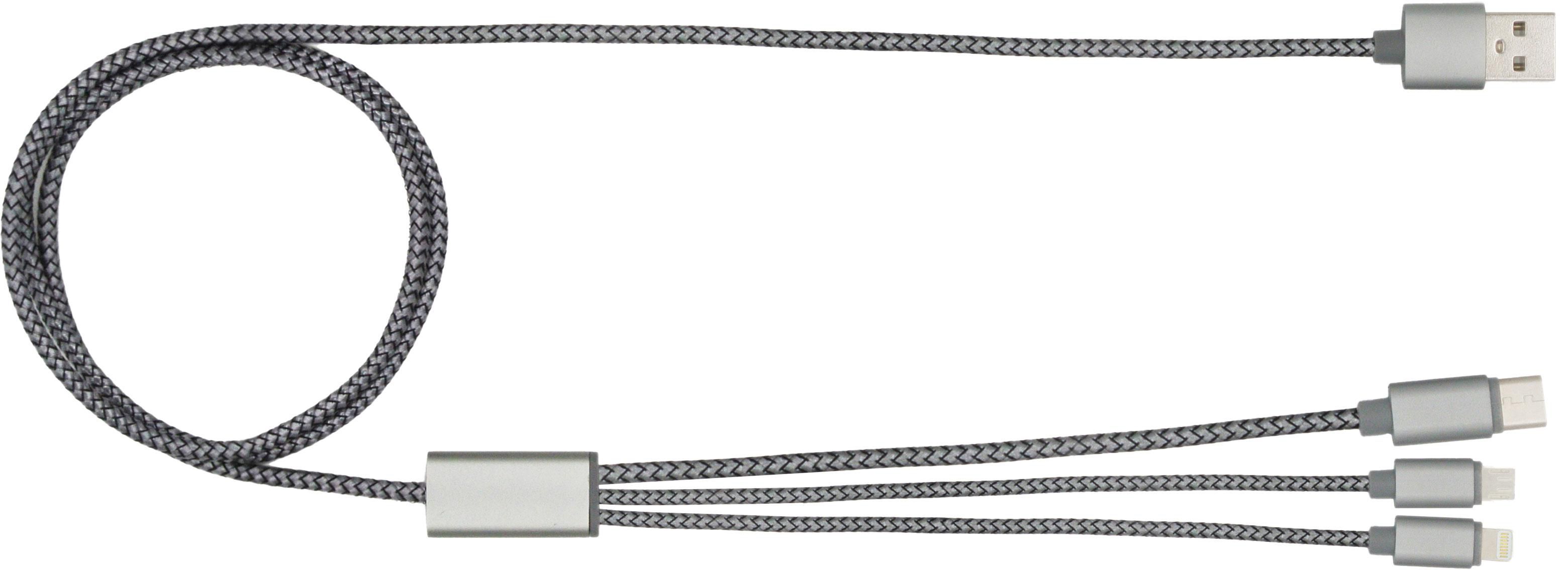 Câble de charge BrandCharger | Nylon, aluminium et rPET | 100x1,7x0,7 cm | Charge rapide | gun métal Câble de charge BrandCharger | Nylon, aluminium et rPET | 100x1,7x0,7 cm | Charge rapide | gun métal
