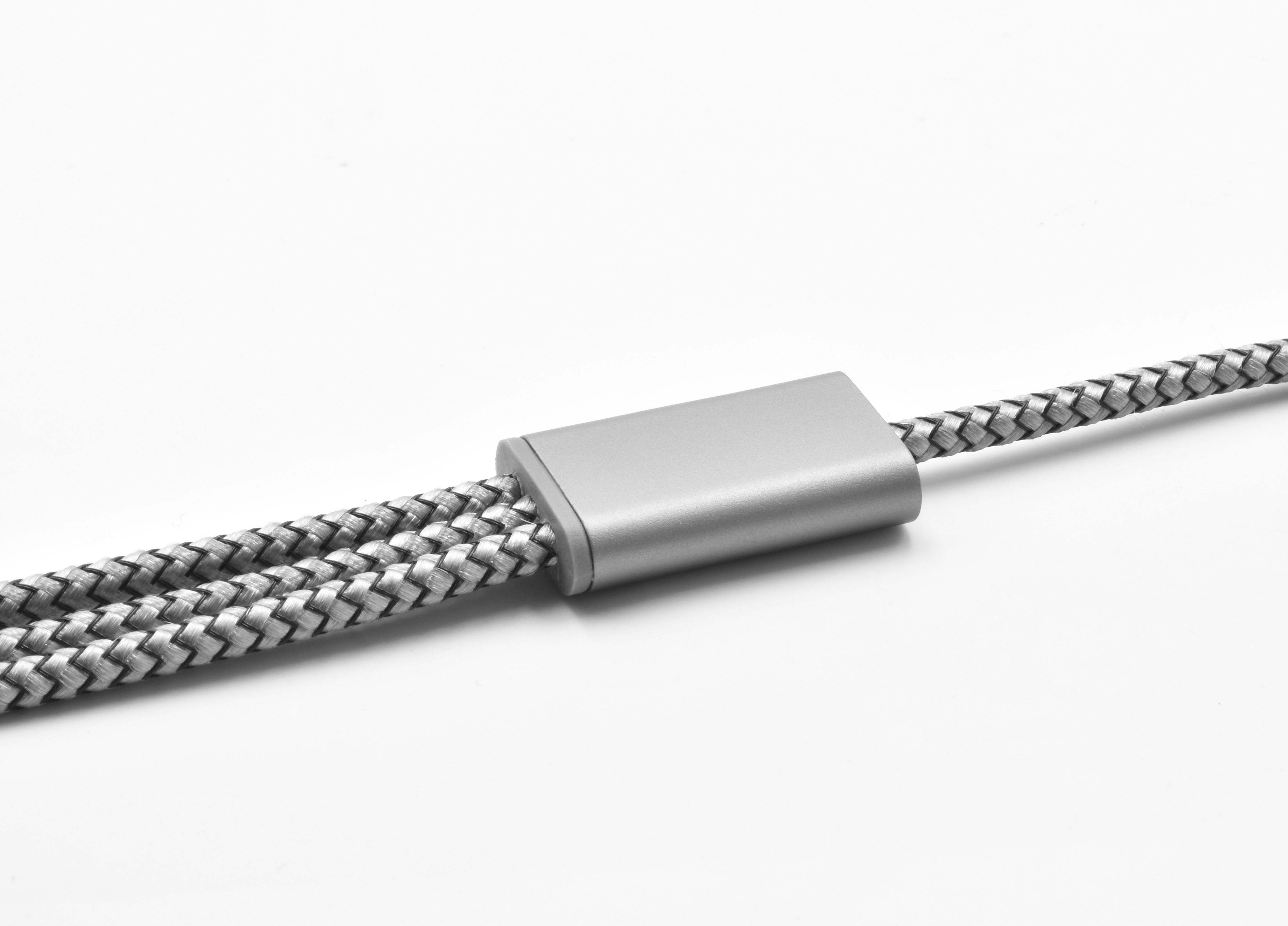 Câble de charge BrandCharger | Nylon, aluminium et rPET | 100x1,7x0,7 cm | Charge rapide | gun métal Câble de charge BrandCharger | Nylon, aluminium et rPET | 100x1,7x0,7 cm | Charge rapide | gun métal