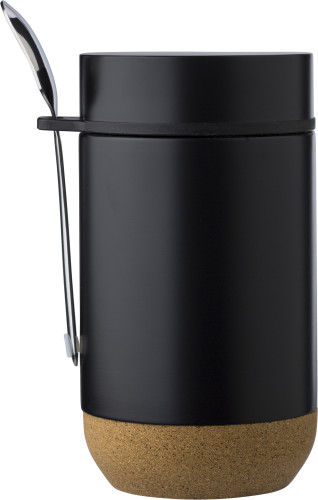 Thermo lunchbox | Stainless steel | 40 cl | Stainless steel spoon | black