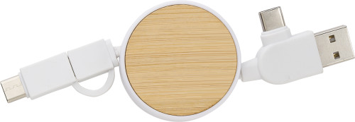 Câble de chargement extensible | Bambou & ABS | Avec USB-C et USB-A | noir Câble de chargement extensible | Bambou & ABS | Avec USB-C et USB-A | noir