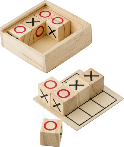 Tic Tac Toe | Hout | Bedrukt speelveld | bruin