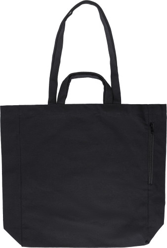 Shopping bag | Recycled cotton 350 g/m² | 42 x 12 x 38 cm | Short and long handles | black