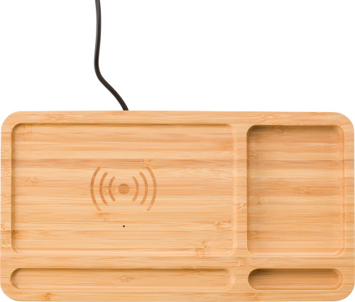 Organiser with wireless charging | Bamboo | 5W | Incl USB charging cable | bamboo