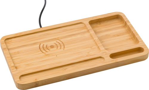 Organiser with wireless charging | Bamboo | 5W | Incl USB charging cable | bamboo Organiser with wireless charging | Bamboo | 5W | Incl USB charging cable | bamboo