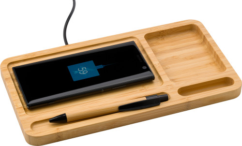 Organiser with wireless charging | Bamboo | 5W | Incl USB charging cable | bamboo Organiser with wireless charging | Bamboo | 5W | Incl USB charging cable | bamboo