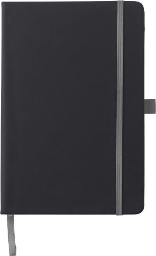 A5 notebook | 96 lined pages | Coloured elasticated closure | grey