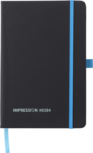 A5 notebook | 96 lined pages | Coloured elasticated closure | grey