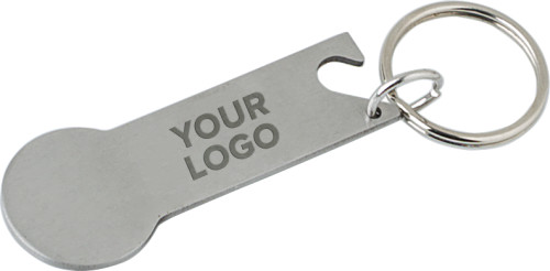 Porte-clés | Acier inoxydable | 6 x 2,3 x 0,18 cm | Multifonction | Jeton pour caddie | Décapsuleur | argenté