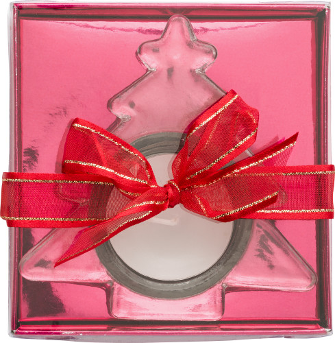Tree shaped candle holder | Glass | Incl. tealight | red