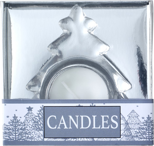 Tree shaped candle holder | Glass | Incl. tealight | red