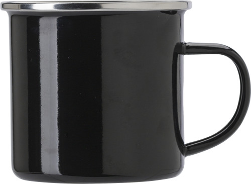 Mug | Émail | 350 ml | Bord en acier inoxydable | noir Mug | Émail | 350 ml | Bord en acier inoxydable | noir