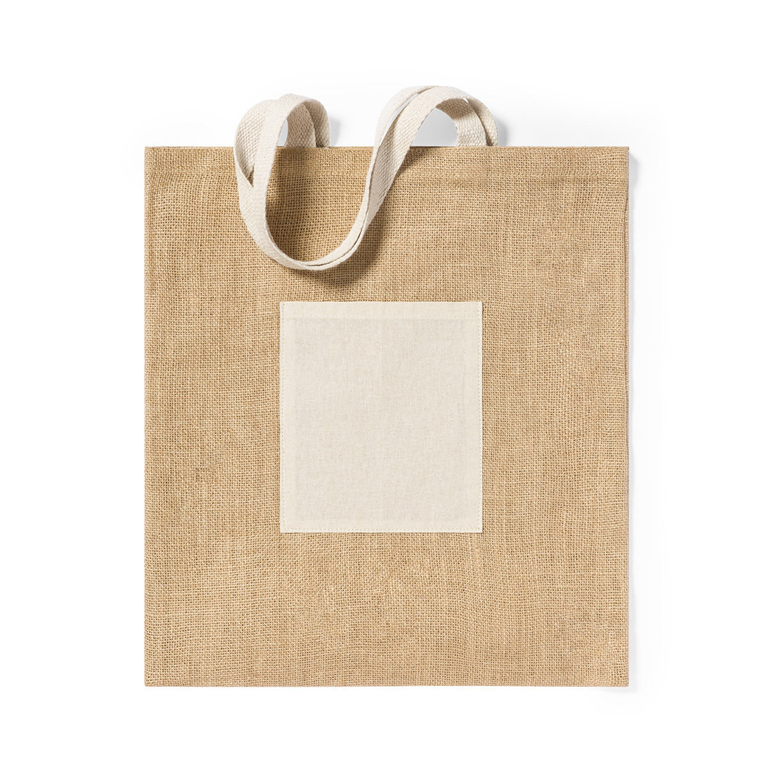 Tragetasche | 240g/m2 | Körper aus Jute | Baumwolltasche vorne | Max. 6kg | Naturtöne