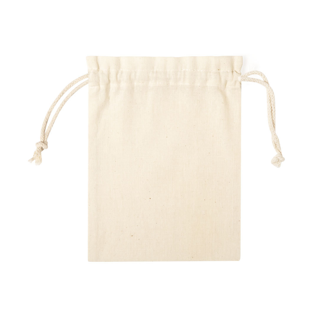 Small natural line bag | 105g/m2 | 100% cotton | Stitched finishing | Self closing strings
