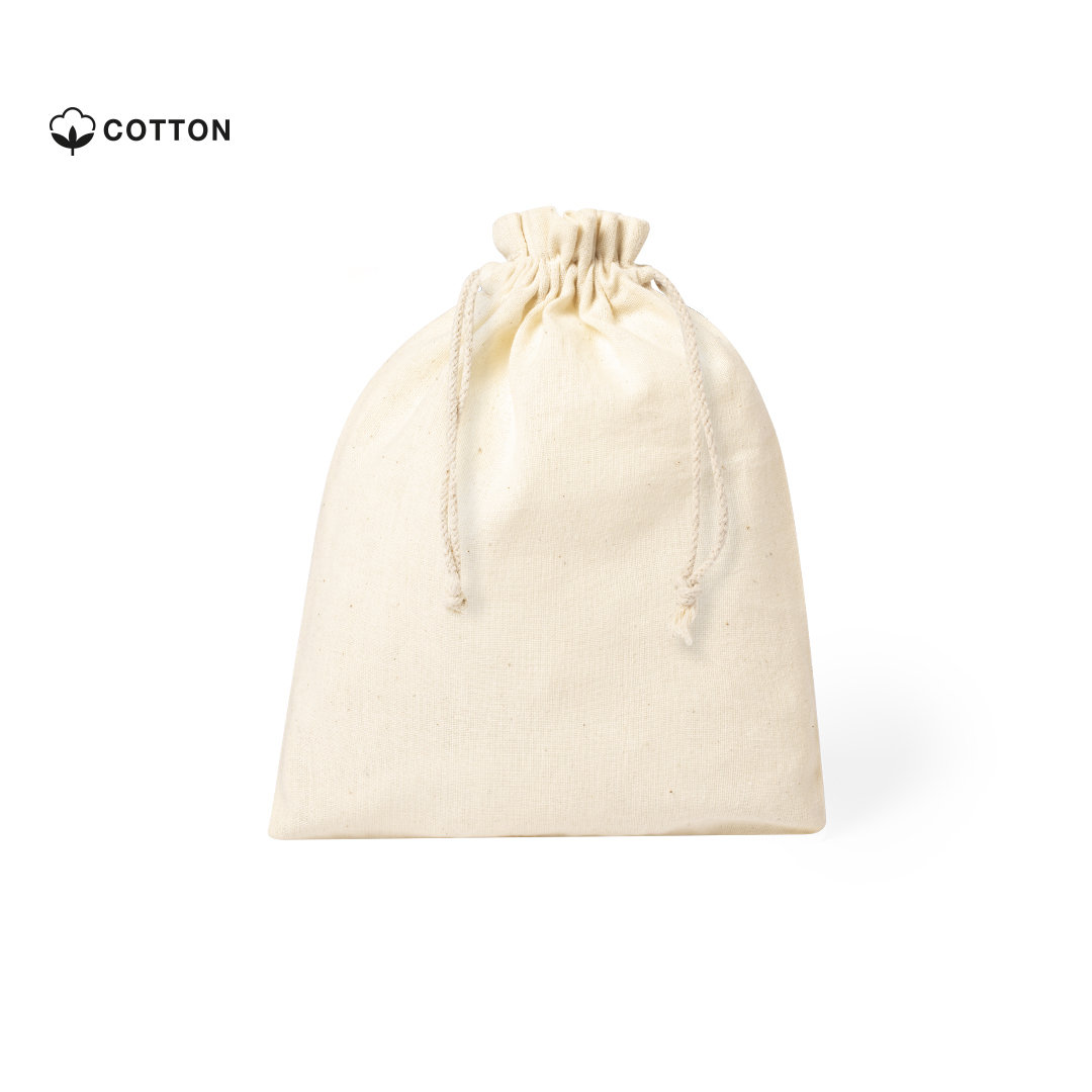 Small natural line bag | 105g/m2 | 100% cotton | Stitched finishing | Self closing strings