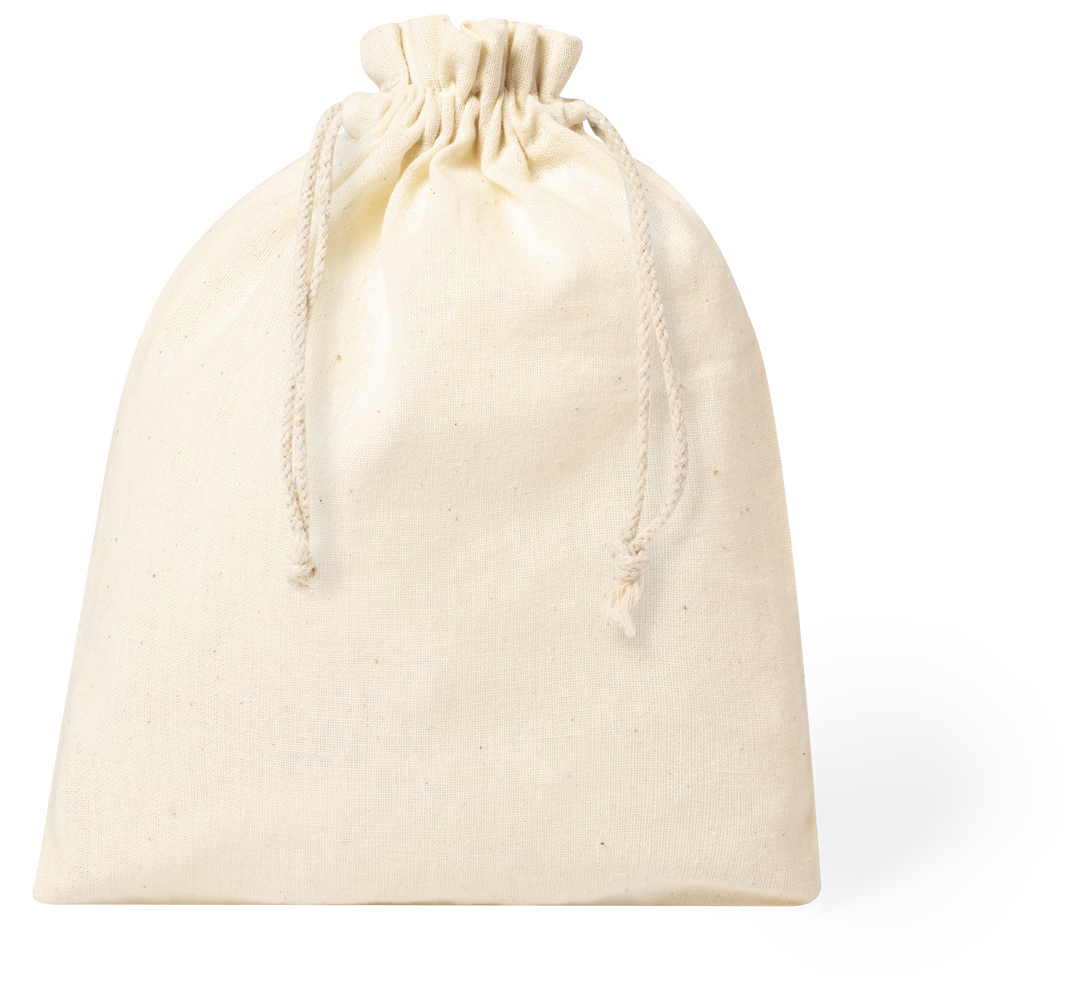 Small natural line bag | 105g/m2 | 100% cotton | Stitched finishing | Self closing strings