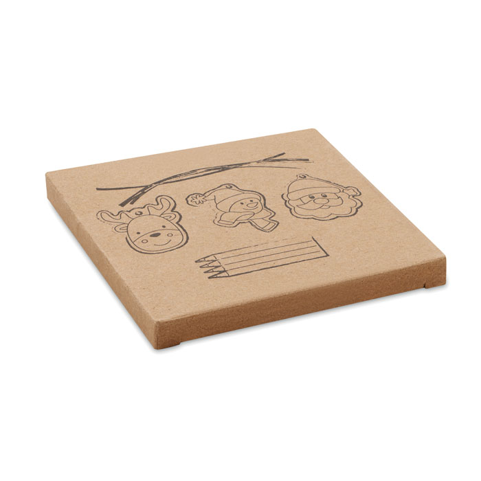 Weihnachtsschmuck | Holz | 3er-Set | Mit 4 Buntstiften