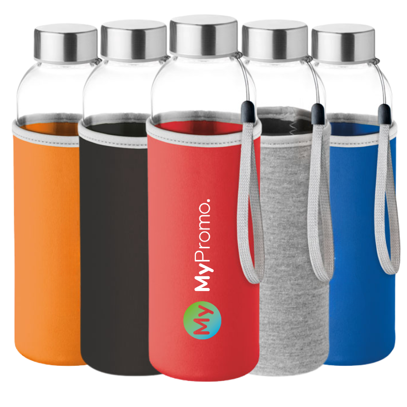 Gourde | Verre | 500 ml | Pochette en néoprène
