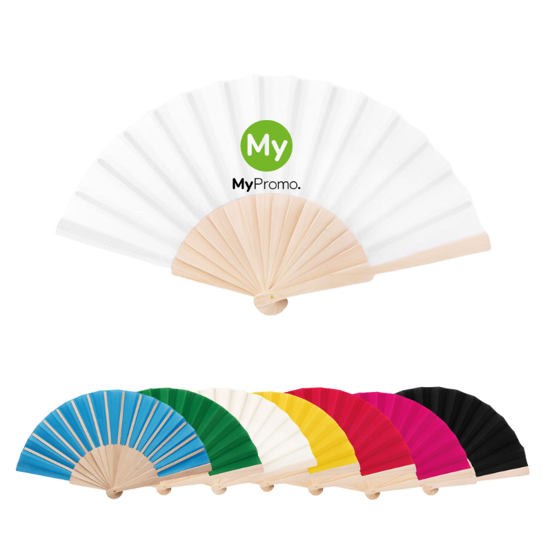 Hand fan | Sustainable wood and polyester | Wide range of colours | Cheap
