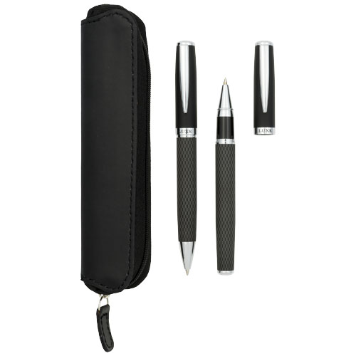 Duo-Stift-Geschenkset mit Etui | Mit bedruckter Karbonfaser | Metall