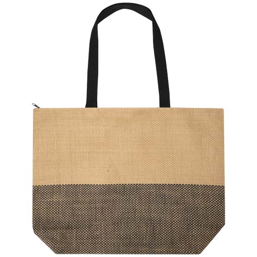 Tragetasche | FSC-zertifiziertes gewebtes Strohpapier | Reißverschluss | 30 cm lange Griffe