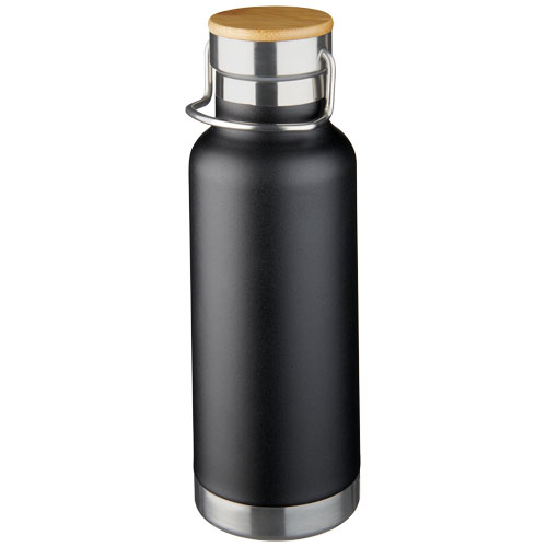 Thermo sports bottle | Stainless steel | 480 ml | Wood detail | solid black Thermo sports bottle | Stainless steel | 480 ml | Wood detail | solid black