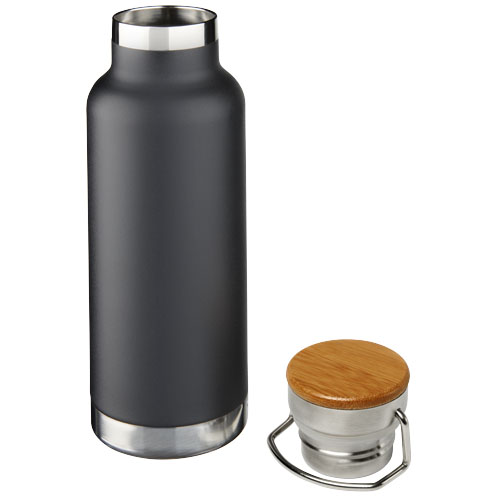 Thermo sports bottle | Stainless steel | 480 ml | Wood detail | solid black Thermo sports bottle | Stainless steel | 480 ml | Wood detail | solid black