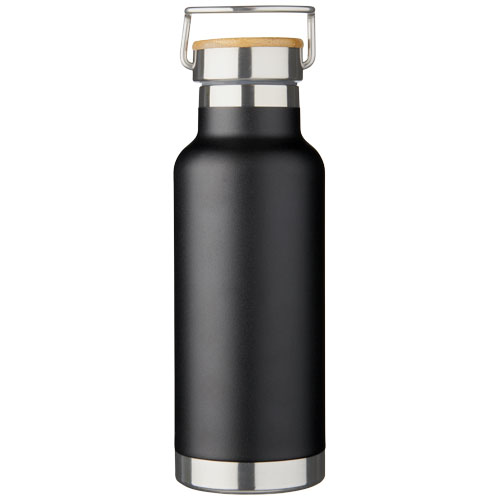 Thermo sports bottle | Stainless steel | 480 ml | Wood detail | solid black Thermo sports bottle | Stainless steel | 480 ml | Wood detail | solid black