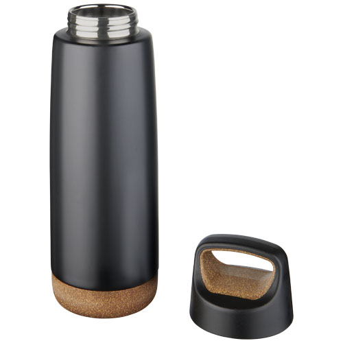 Thermo sports bottle | Stainless steel & cork | 600 ml | Skid-proof bottom | solid black Thermo sports bottle | Stainless steel & cork | 600 ml | Skid-proof bottom | solid black