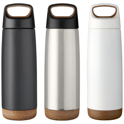 Thermo sports bottle | Stainless steel & cork | 600 ml | Skid-proof bottom | solid black Thermo sports bottle | Stainless steel & cork | 600 ml | Skid-proof bottom | solid black