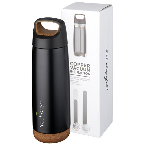 Thermo sports bottle | Stainless steel & cork | 600 ml | Skid-proof bottom | solid black Thermo sports bottle | Stainless steel & cork | 600 ml | Skid-proof bottom | solid black