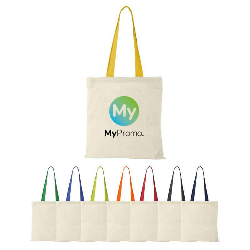 Tote bag | Cotton 100g/m² | 42x38 cm | Coloured handles