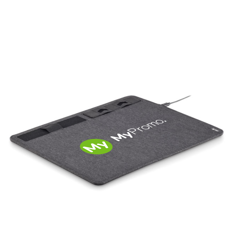 XXL-Multifunktions-Mauspad | rPET | Inkl. kabelloses Ladegerät