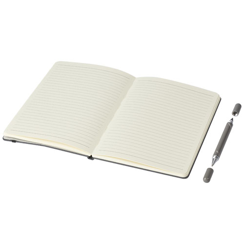Balpen & A5 notitieboekje set | Gerecycled polyester & papier | 80 gelinieerde vellen | Duurzaam | grijs Balpen & A5 notitieboekje set | Gerecycled polyester & papier | 80 gelinieerde vellen | Duurzaam | grijs