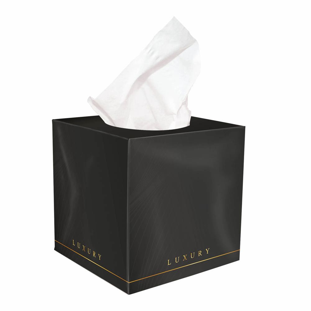 Square tissue box | 50 tissues | 3-ply tissues | Foil print on all sides