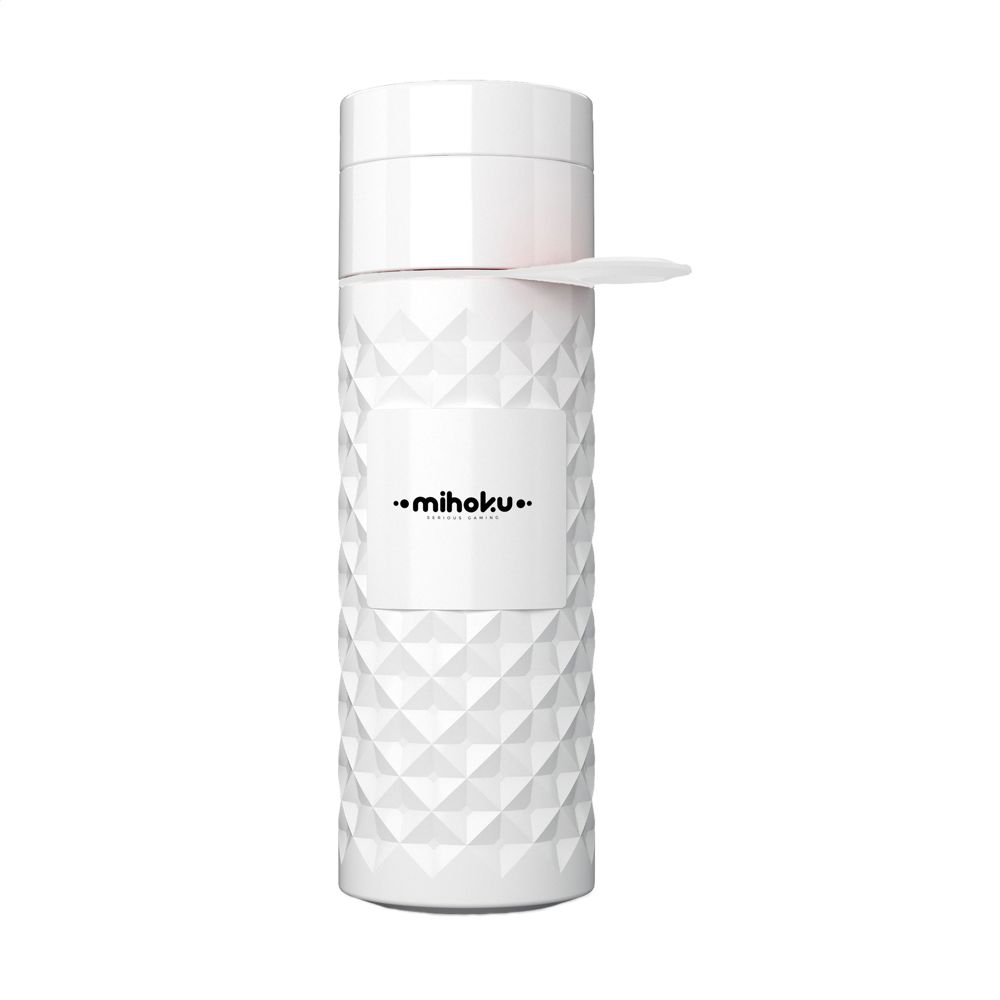 Botella de agua | Bio HDPE | 500 ml | 2 tapones de rosca | Asa de transporte de goma | Made in Holland