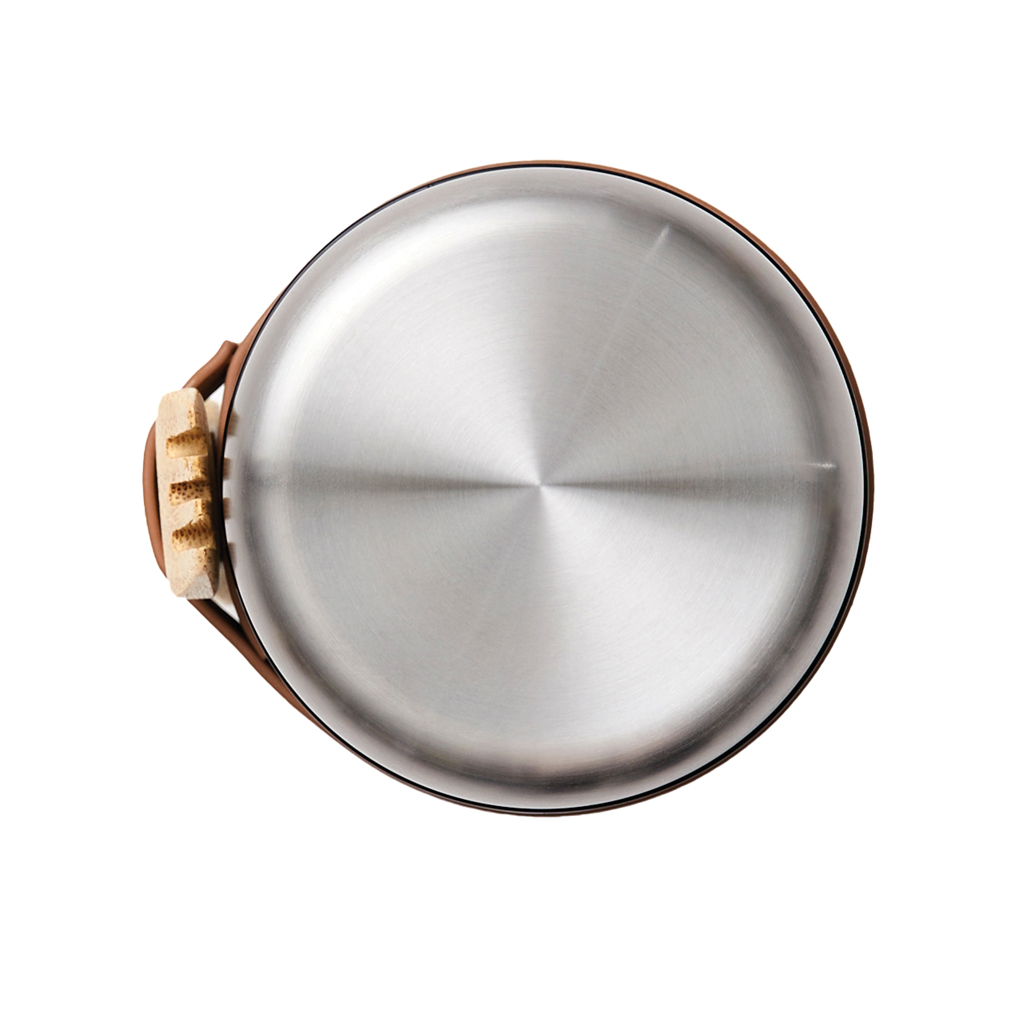 Thermosflasche | Rostfreier Stahl | 500 ml | Holzlöffel | silber