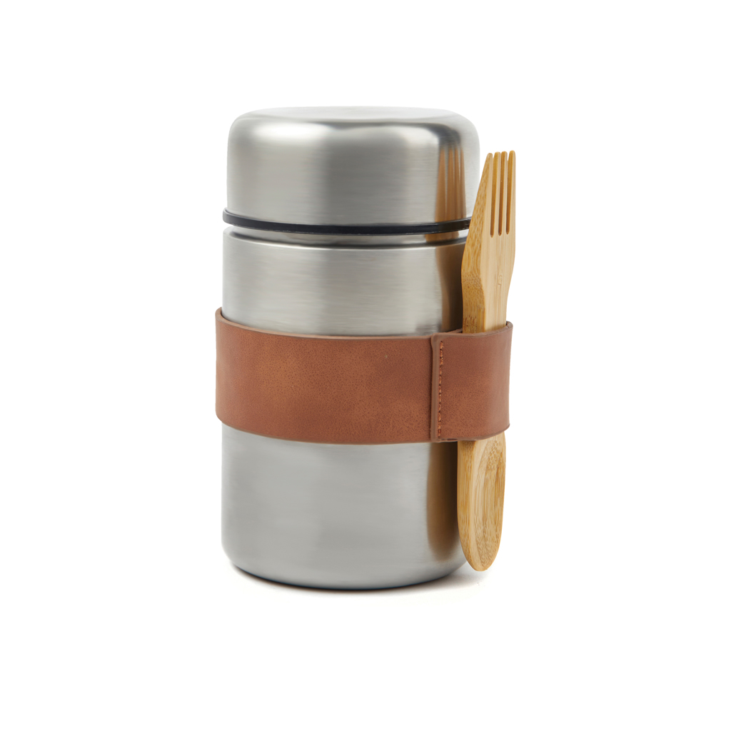 Food thermos | Stainless steel | 500 ml | Wooden spoon | silver