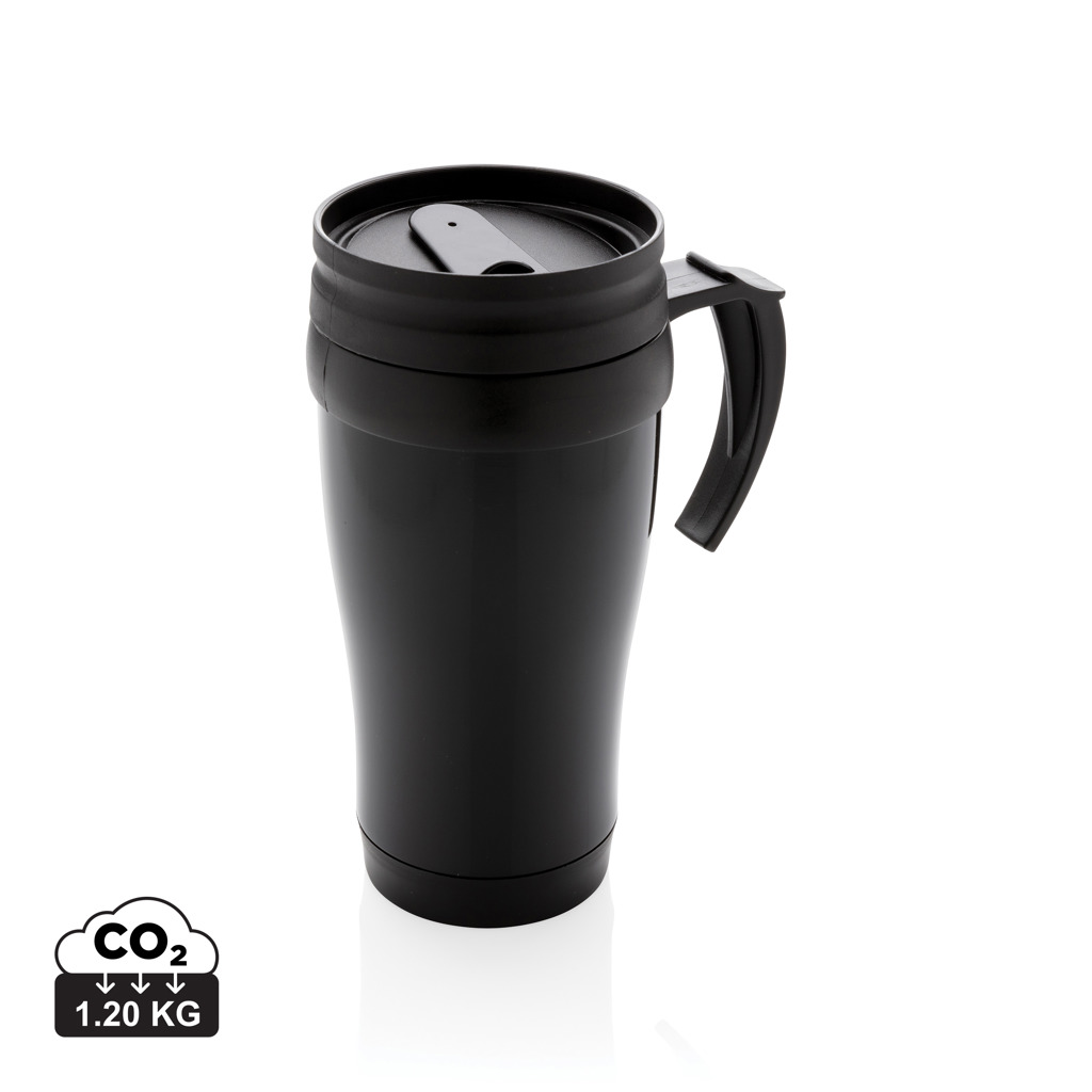 Tasse | Edelstahl & PP | 350 ml | Deckel und Boden in Schwarz | Black (30)