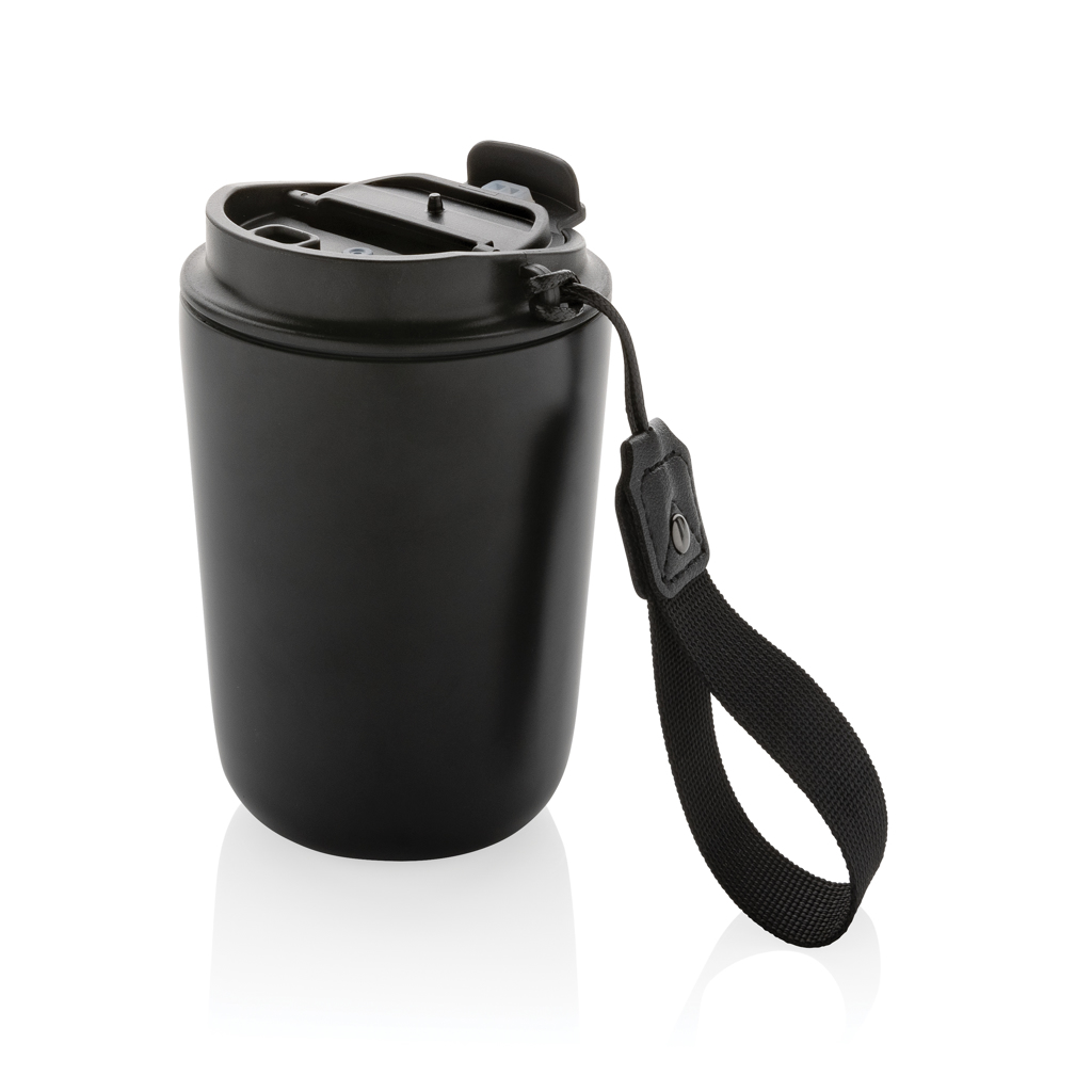 Vaso térmico | Acero inoxidable reciclado | 380ml | Con lanyard | negro