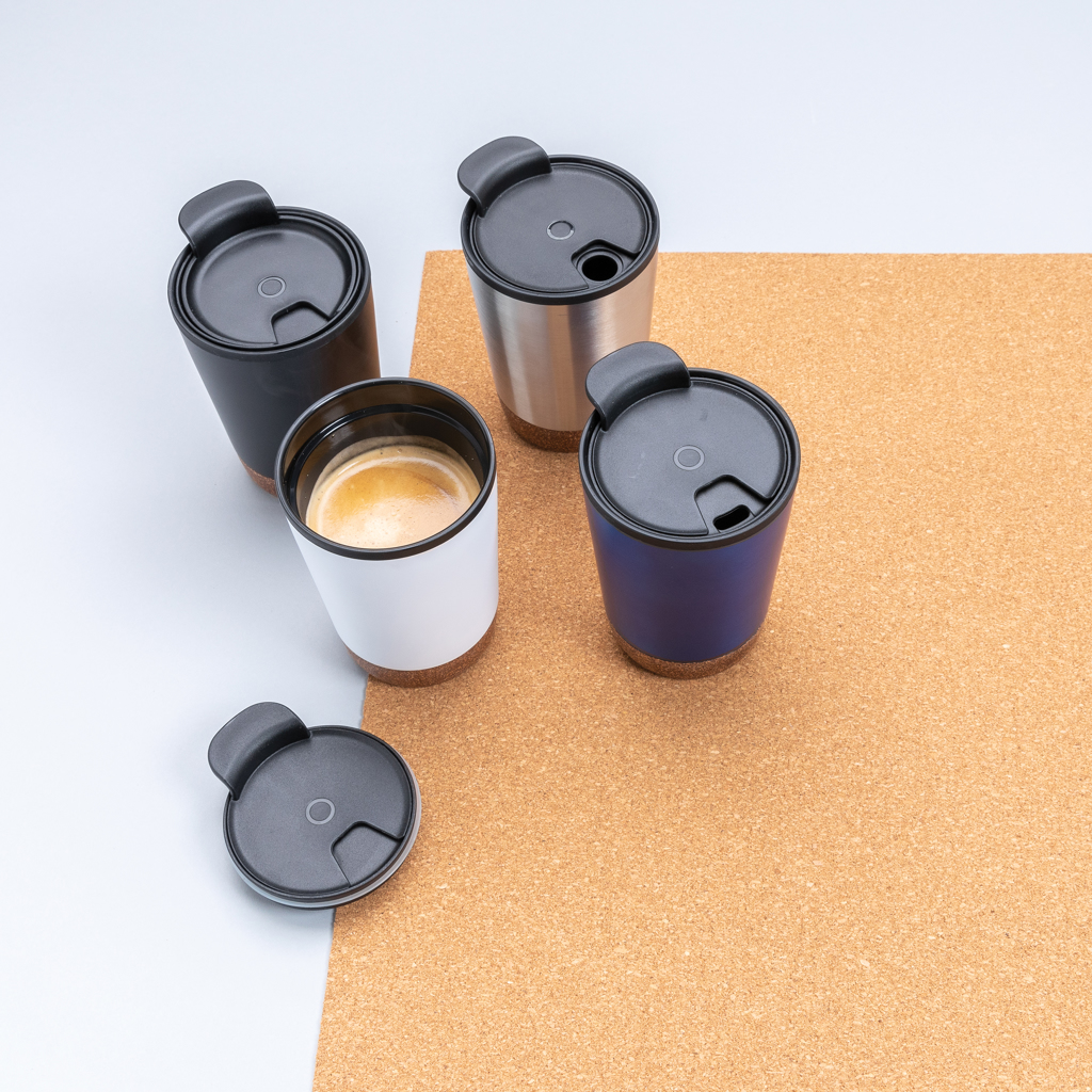 Thermo cup | Recycled stainless steel | 300ml | Unique cork base | silver